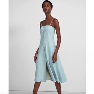THEORY Kaleigh Linen Blend Eco Crunch Midi Dress